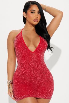 Love Bites Plunge Dress Bodystocking - Red sold by Fashion Nova