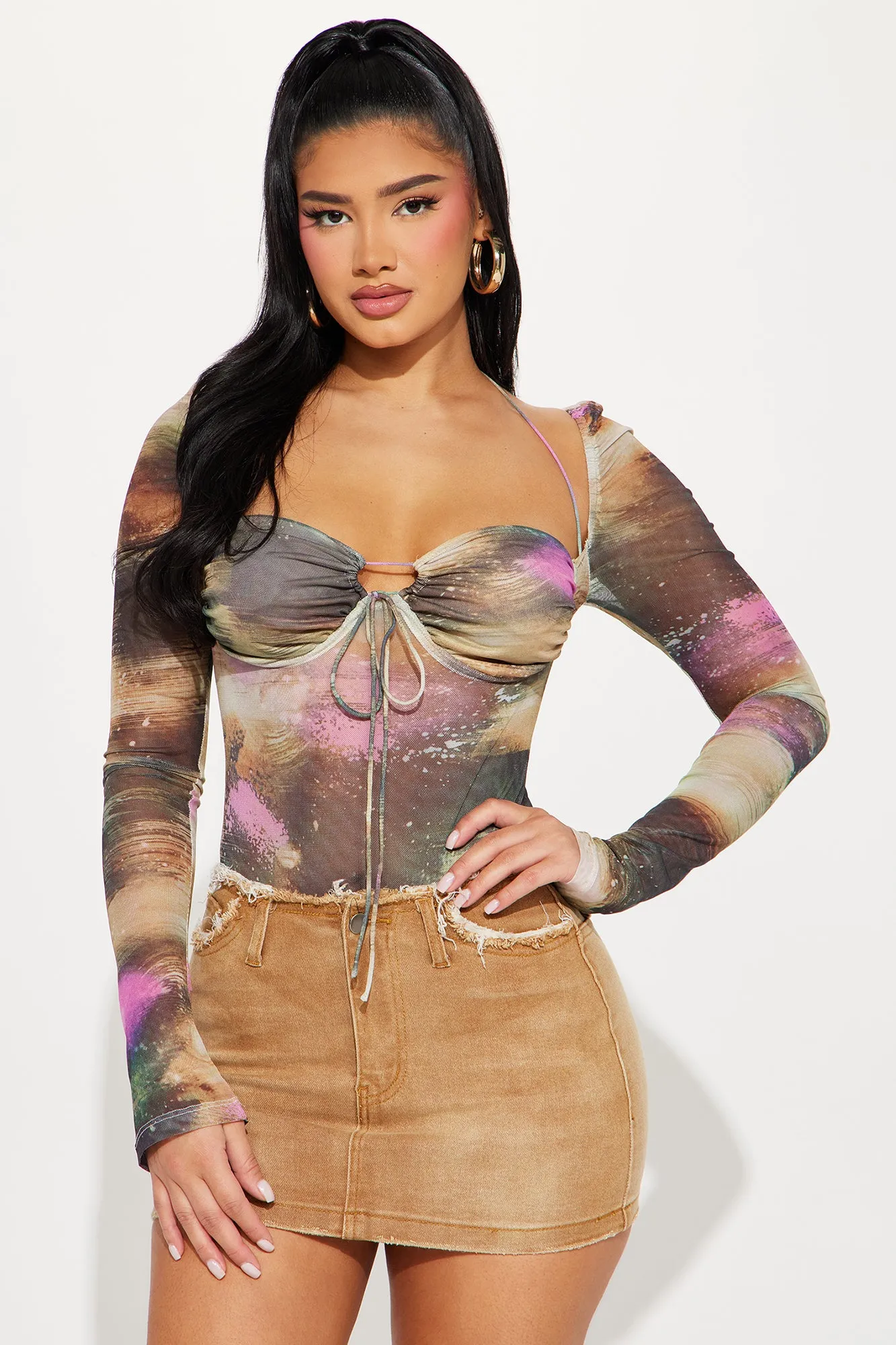 Makayla Mesh Bodysuit - Green/combo sold by Fashion Nova product image thumbnail 3