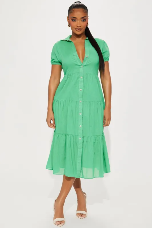 Stella Midi Dress - Kelly Green sold by Fashion Nova