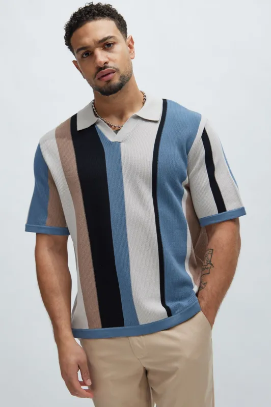 Kirk Knit Short Sleeve Polo - Taupe/combo sold by Fashion Nova