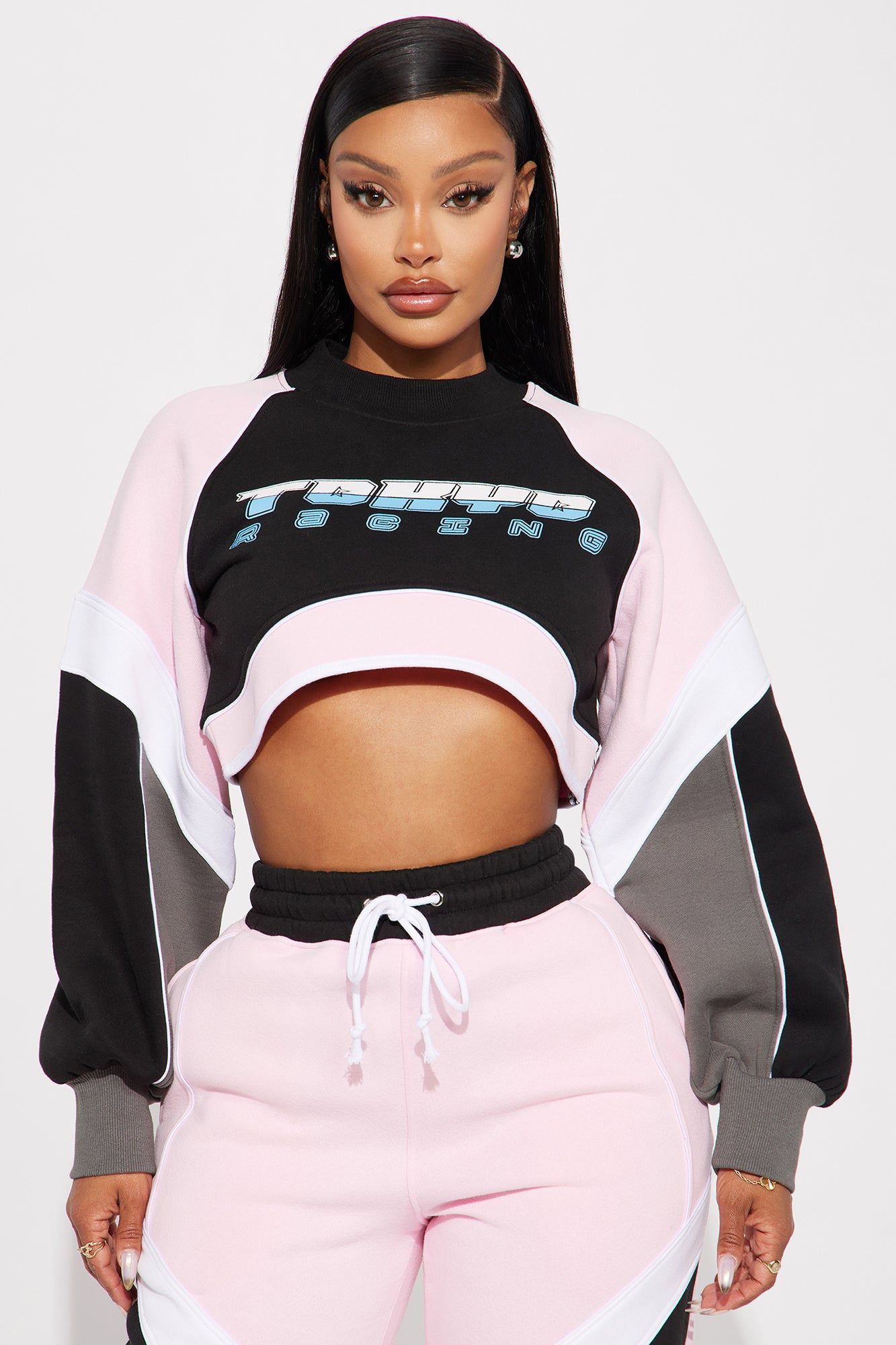 Sport Mode Cropped Sweatshirt - Pink/combo sold by Fashion Nova
