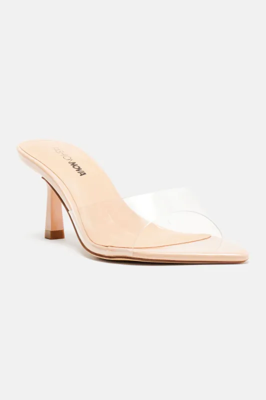 Only Have Eyes For You Heeled Mules - Nude sold by Fashion Nova