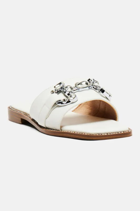 Jojo Flat Sandals - White sold by Fashion Nova