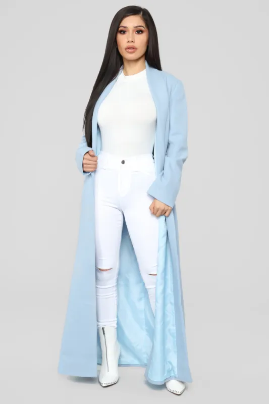 Mystery Lover Coat - Blue sold by Fashion Nova