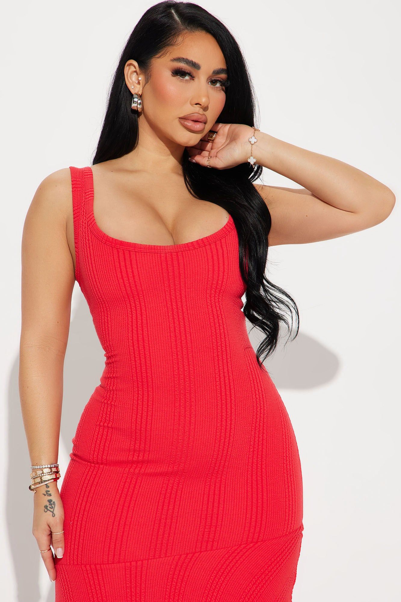 Alana Textured Midi Dress - Red sold by Fashion Nova product image thumbnail 2