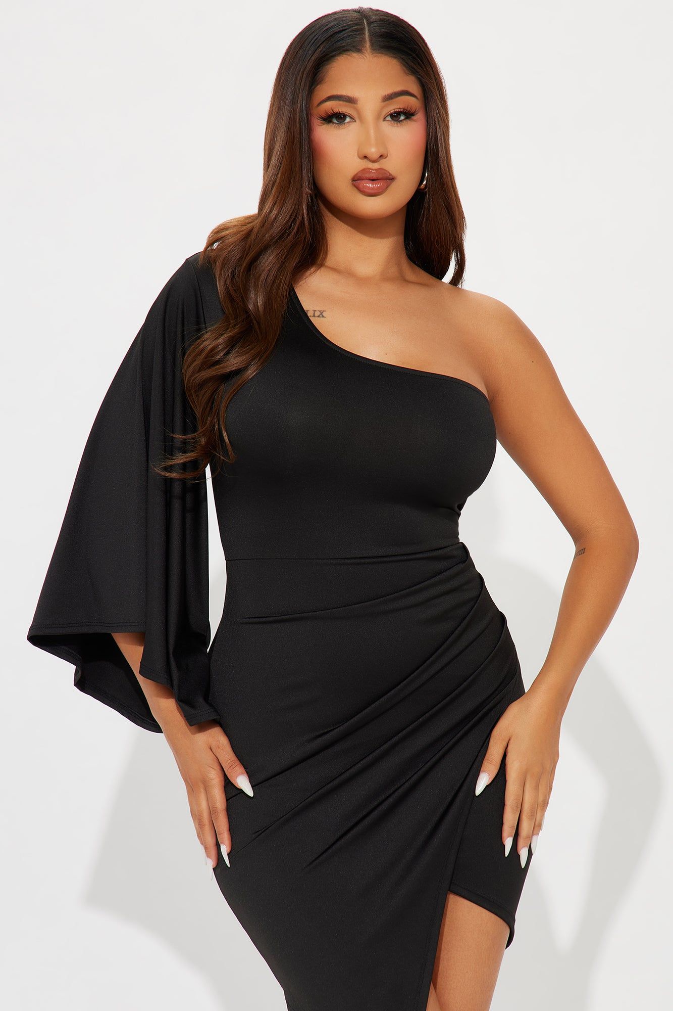 Serving Up Class One Shoulder Mini Dress - Black sold by Fashion Nova product image thumbnail 2