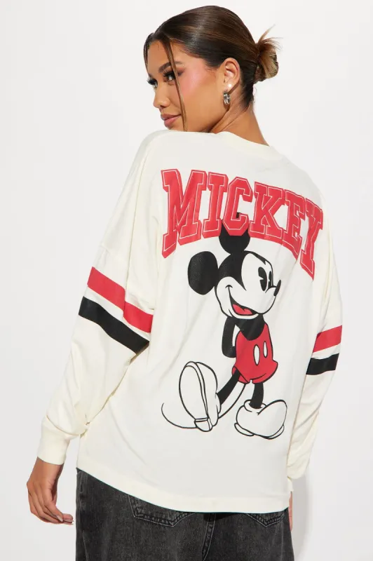 Team Mickey Long Sleeve Tee - Beige sold by Fashion Nova