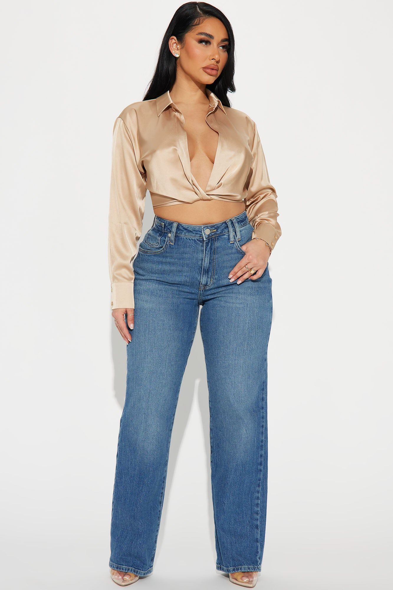 Shelly Satin Blouse Top - Sand sold by Fashion Nova product image thumbnail 2