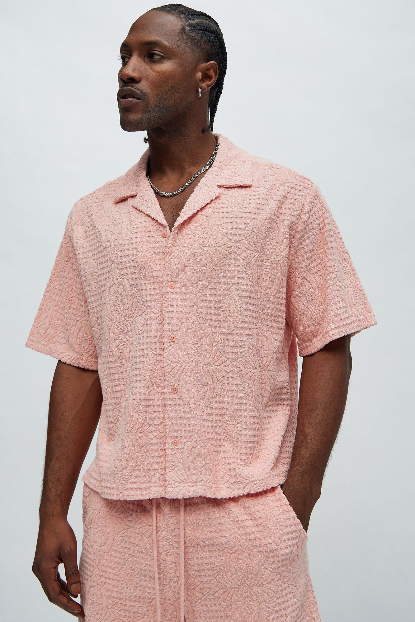 Ojai Textured Shirt - Pink sold by Fashion Nova