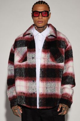 Timberline Mohair Shacket - Red sold by Fashion Nova