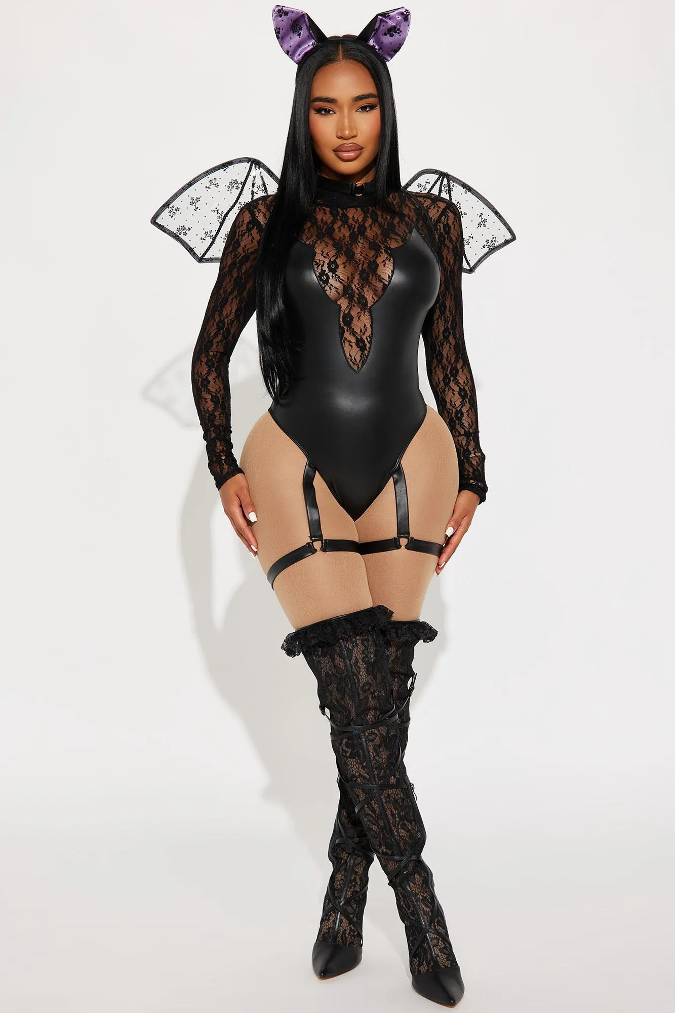 Going Batty Bat 4 Piece Costume Set - Black sold by Fashion Nova