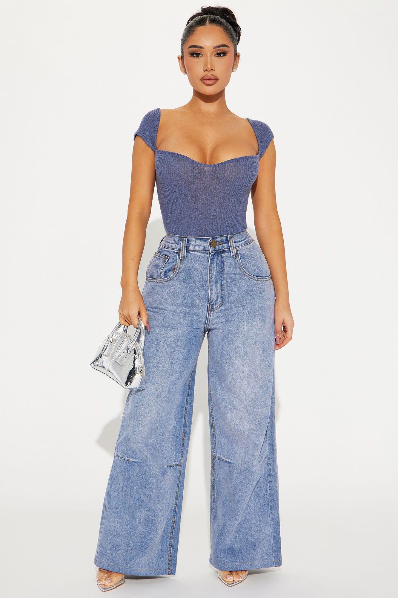 Call You Back Short Sleeve Bodysuit - Denim sold by Fashion Nova product image thumbnail 2