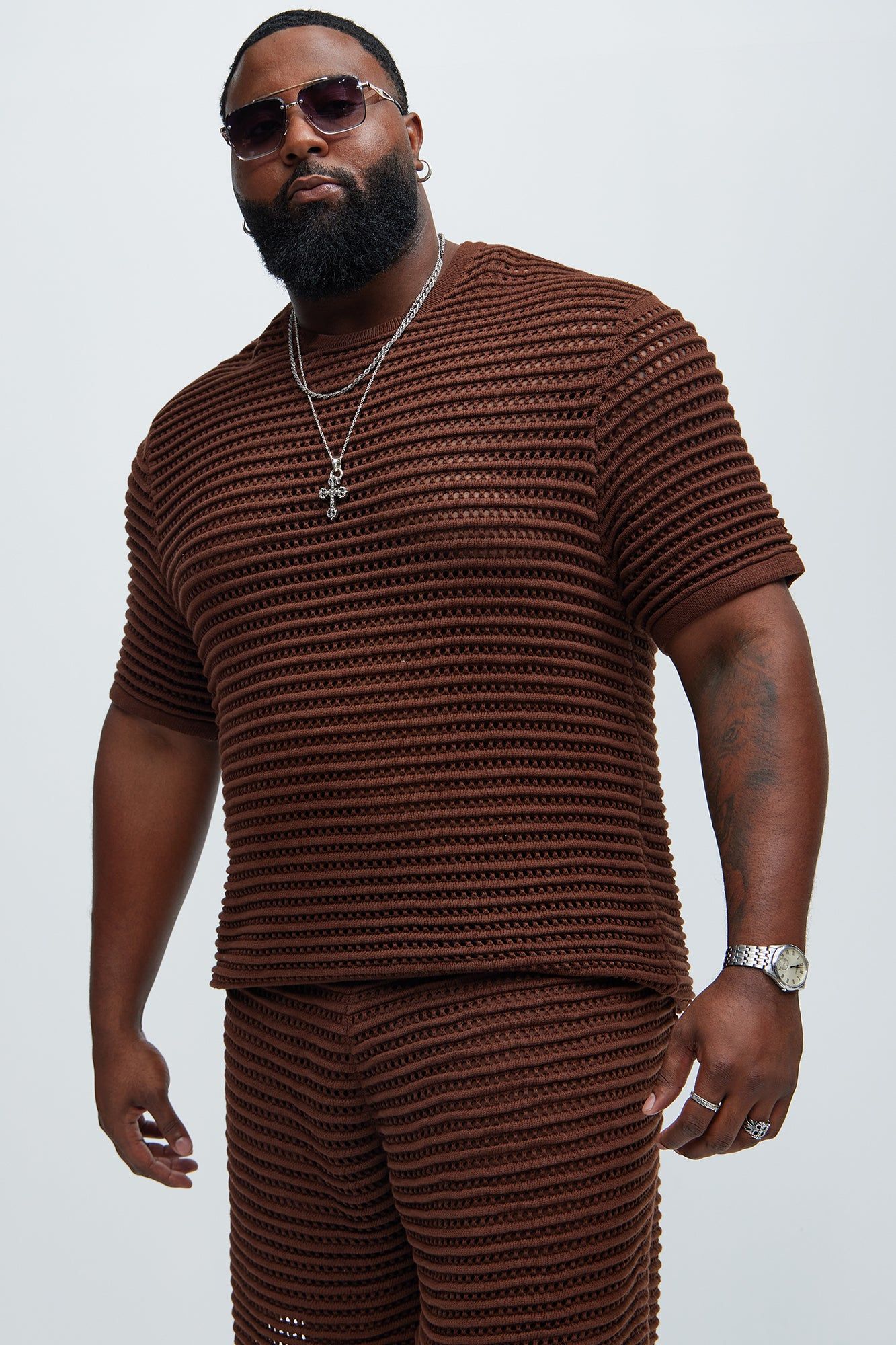 Milton Textured Crew Neck Tee - Dark Brown sold by Fashion Nova product image thumbnail 5