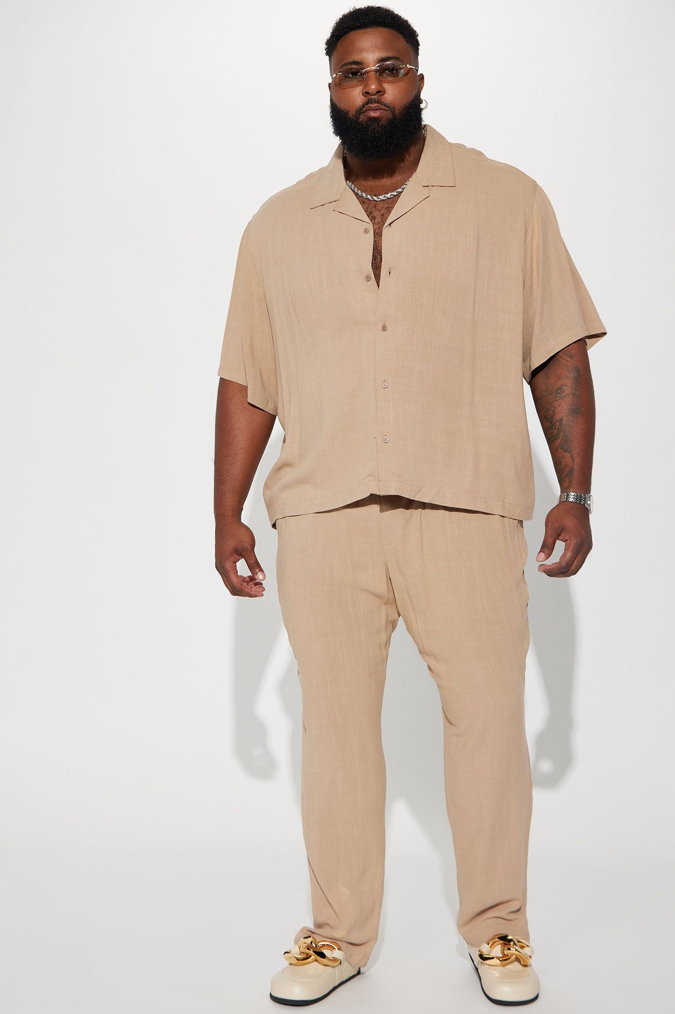 Solid Textured Linen Button Up Shirt - Brown sold by Fashion Nova product image thumbnail 5