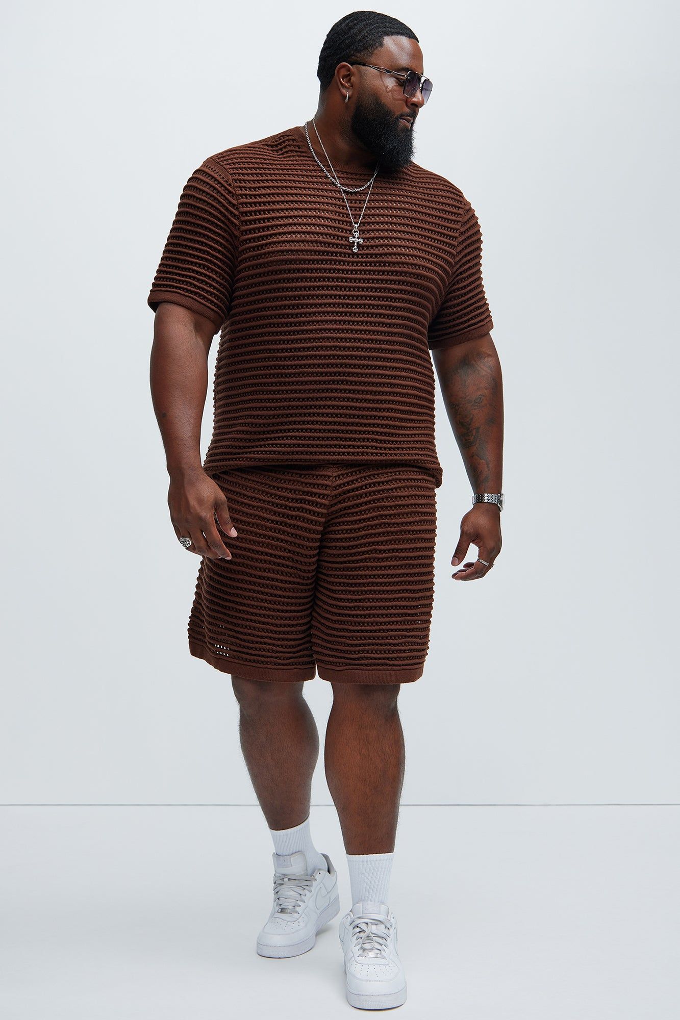 Milton Textured Crew Neck Tee - Dark Brown sold by Fashion Nova product image thumbnail 4