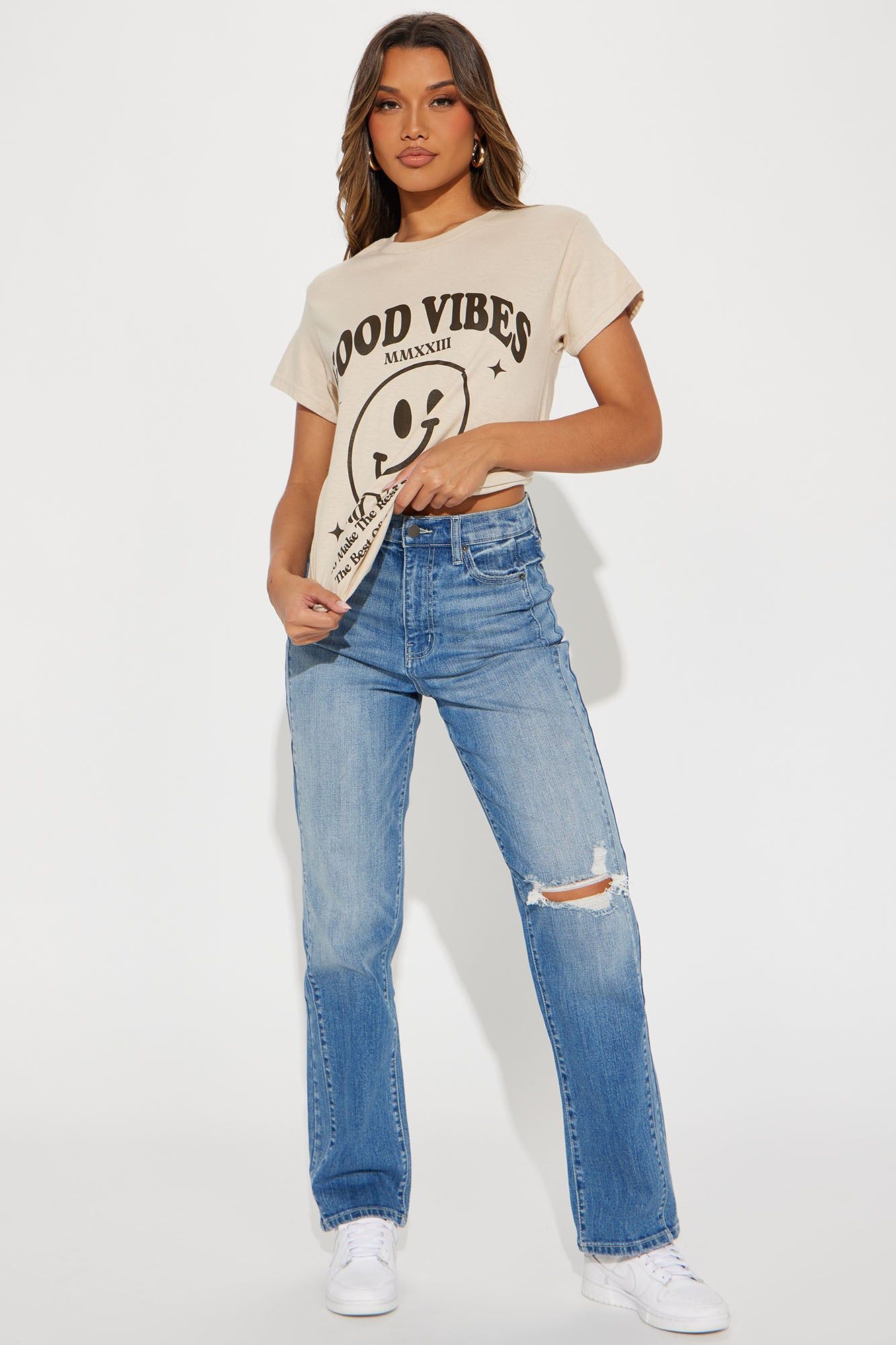 Best Vibe Smiley Tshirt - Sand sold by Fashion Nova product image thumbnail 2