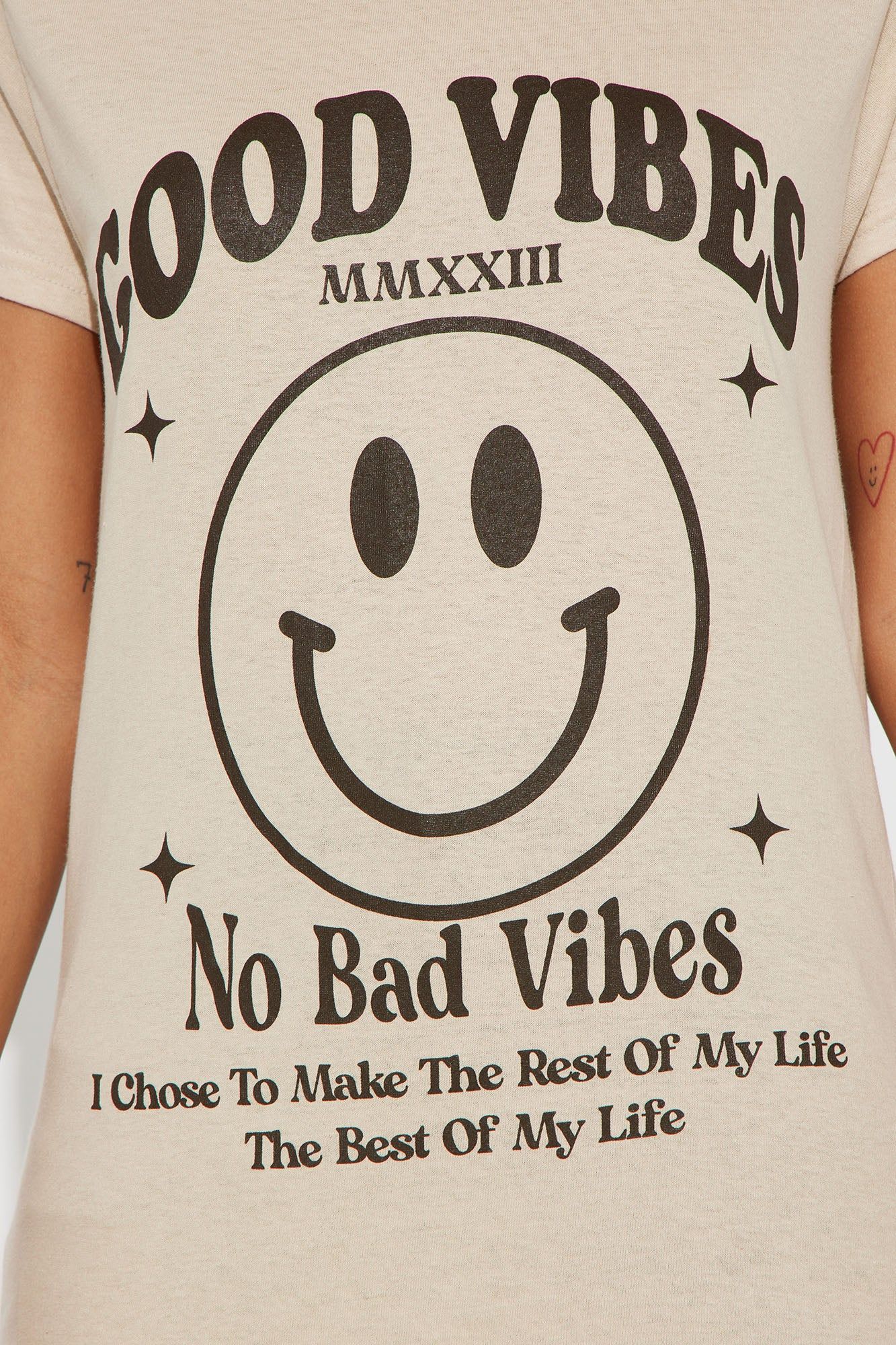 Best Vibe Smiley Tshirt - Sand sold by Fashion Nova product image thumbnail 3