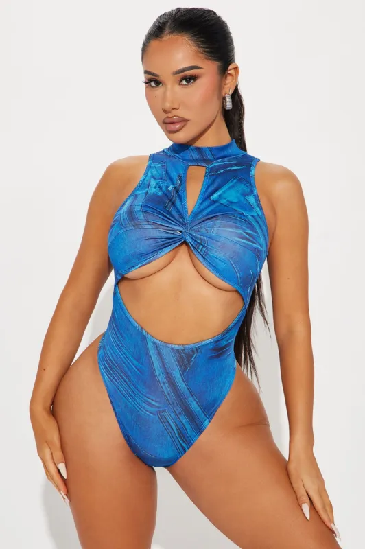 Hard To Miss Bodysuit - Blue/combo sold by Fashion Nova