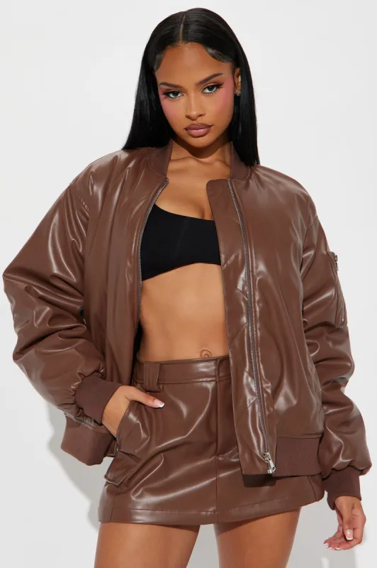 Onyx Faux Leather Skort Set - Brown sold by Fashion Nova