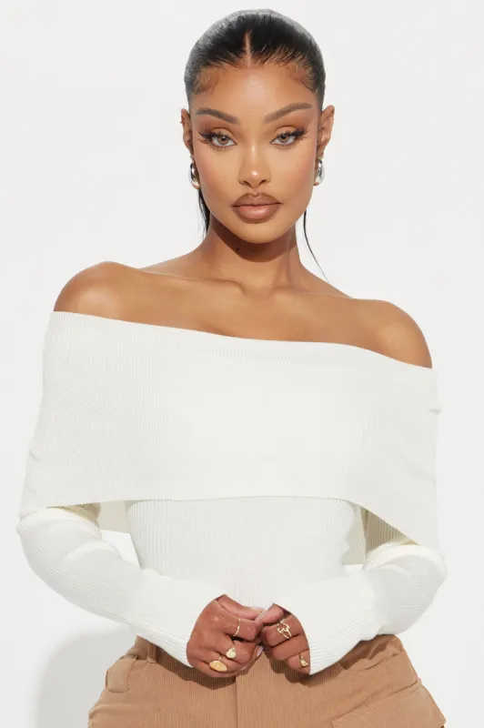 On Trend Off Shoulder Sweater - White sold by Fashion Nova