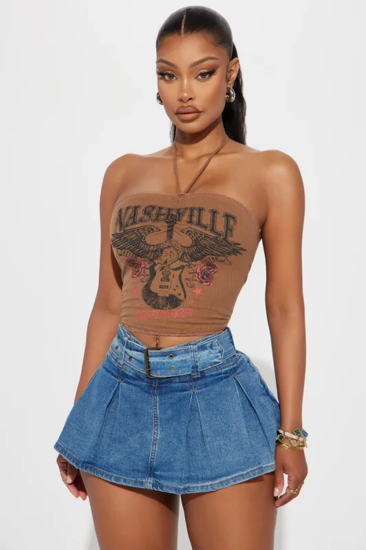 Nashville Soul Lacey Halter Top - Chocolate sold by Fashion Nova
