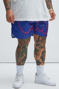 The Big G Swim Trunks - Navy sold by Fashion Nova