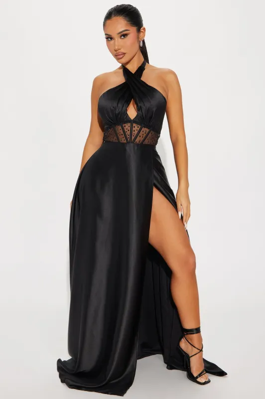 Mariam Satin Gown - Black sold by Fashion Nova