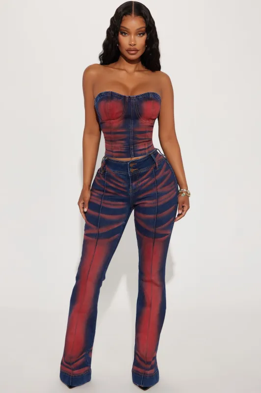 Enyo Stretch Flare Jeans - Red sold by Fashion Nova