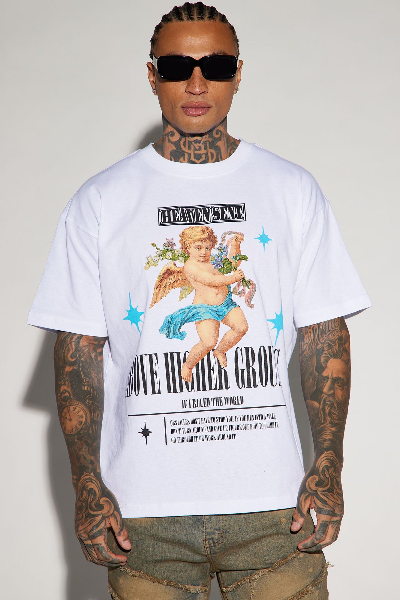 Above Higher Ground Oversized Short Sleeve Tee - White sold by Fashion Nova