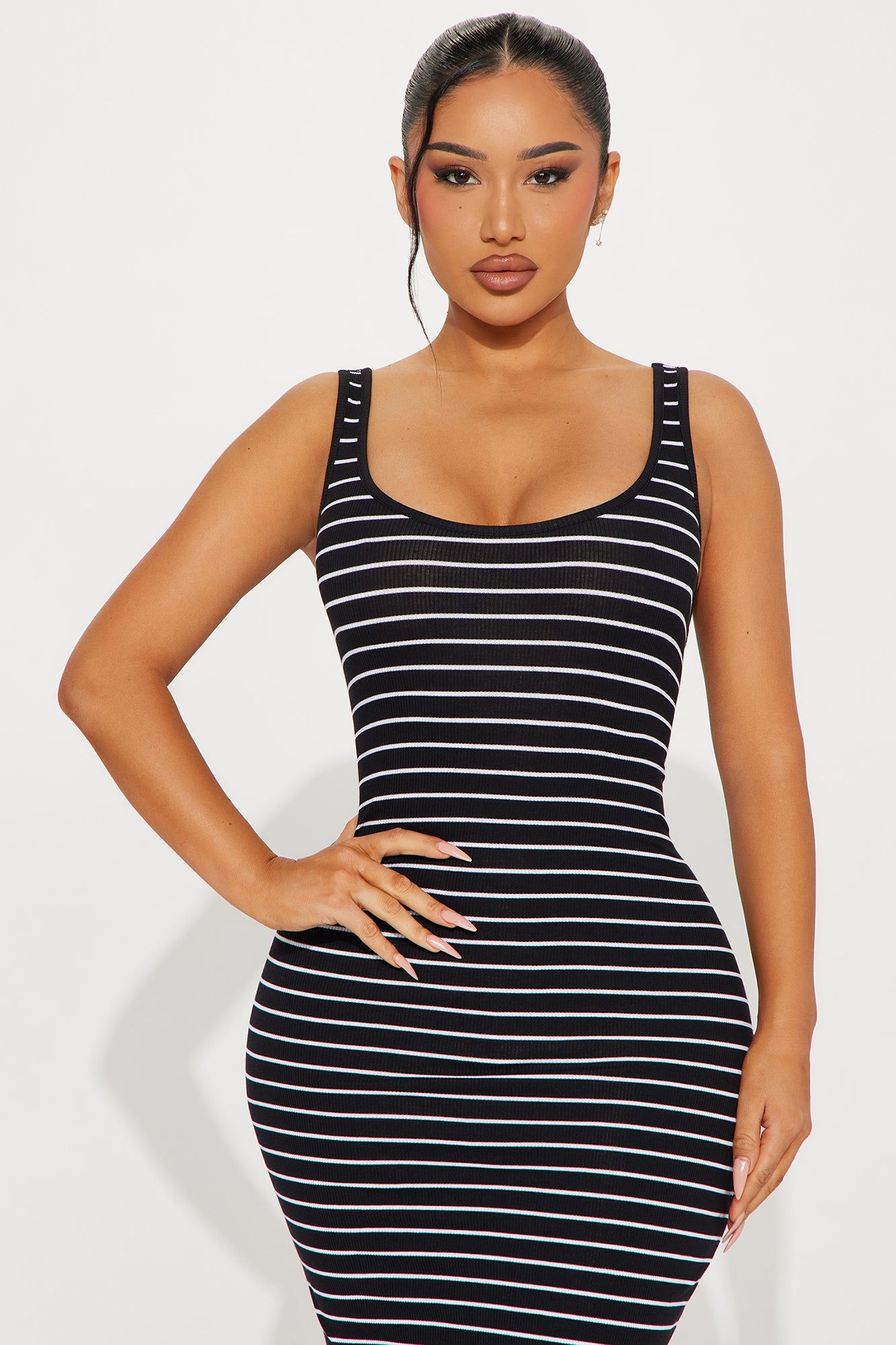 Ribbed Stripe Midi Dress - Black/White sold by Fashion Nova product image thumbnail 2