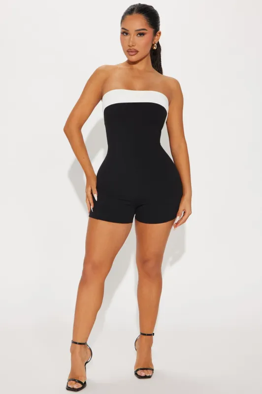 Farah Romper - Black sold by Fashion Nova