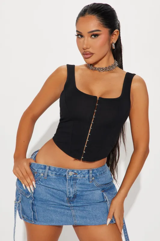 Becky Hook And Eye Top - Black sold by Fashion Nova