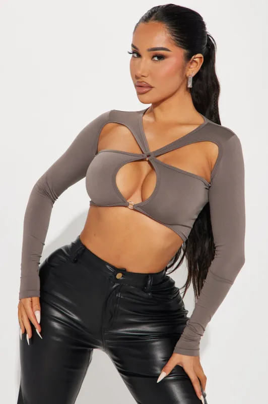 Droppin The Heat Crop Top - Grey sold by Fashion Nova