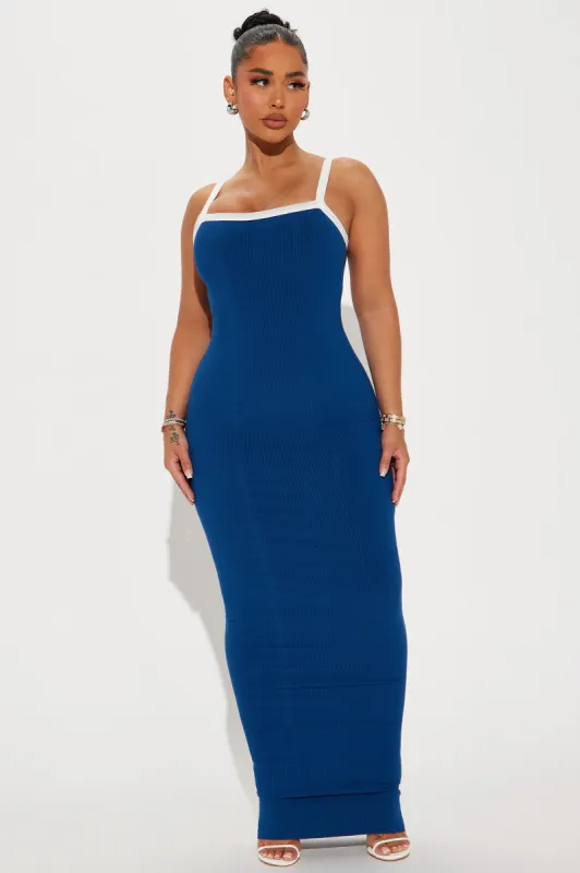 Pamela Snatched Maxi Dress - Navy/combo sold by Fashion Nova