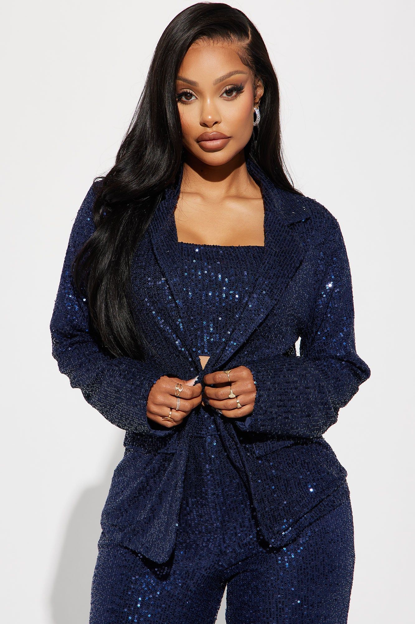 Sara Sequin Blazer Pant Set - Navy sold by Fashion Nova product image thumbnail 2