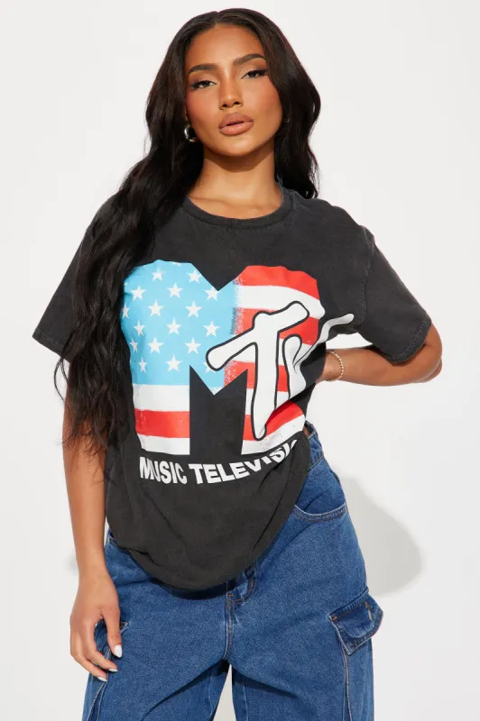 MTV American Pop Culture Washed Tee - Black Wash sold by Fashion Nova