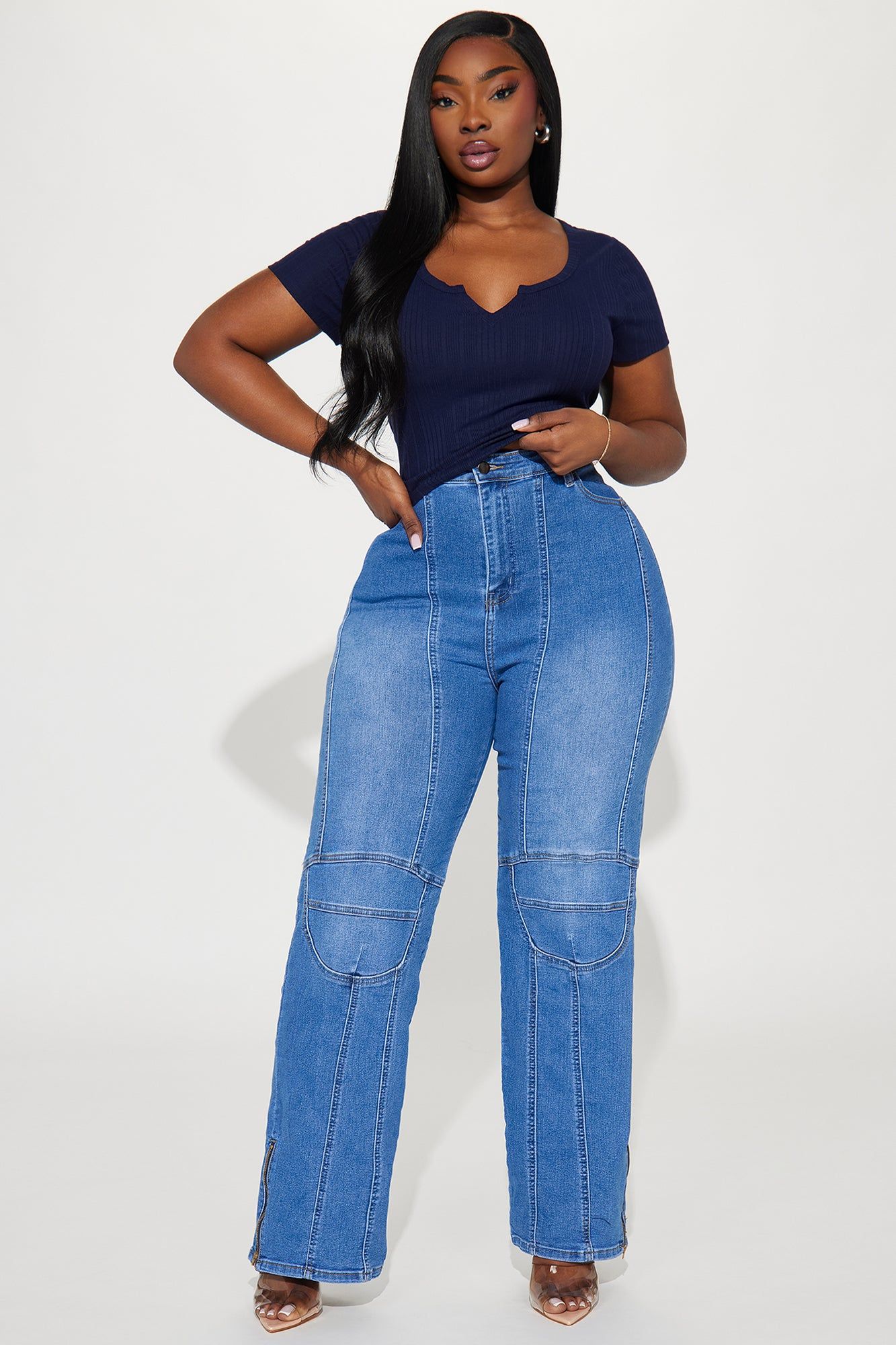 Bailey Ribbed Notched Top - Navy sold by Fashion Nova product image thumbnail 5