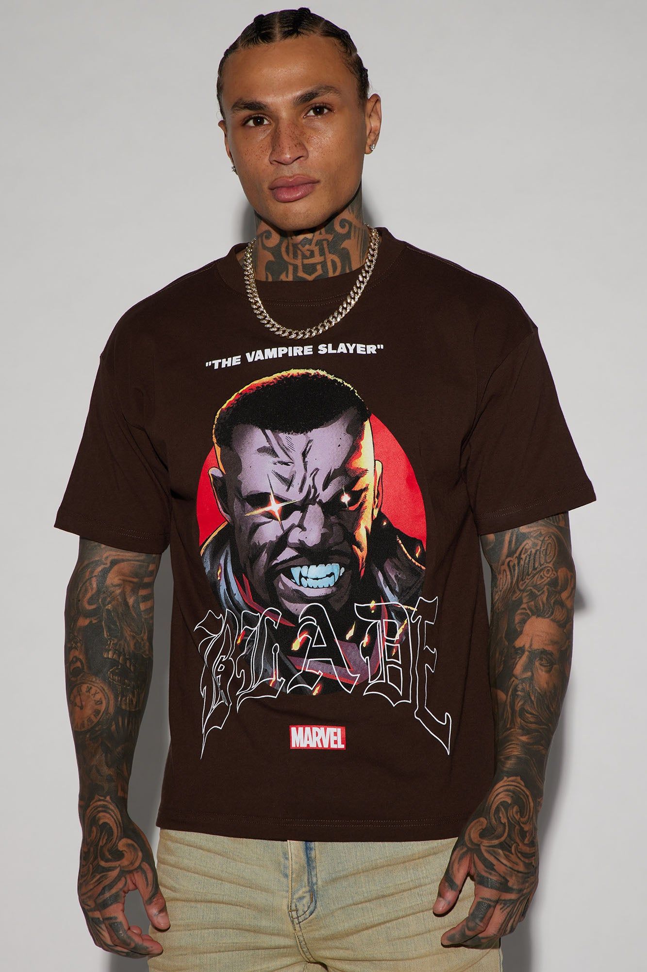 Blade Stay Angry Boxy Short Sleeve Tee - Brown sold by Fashion Nova