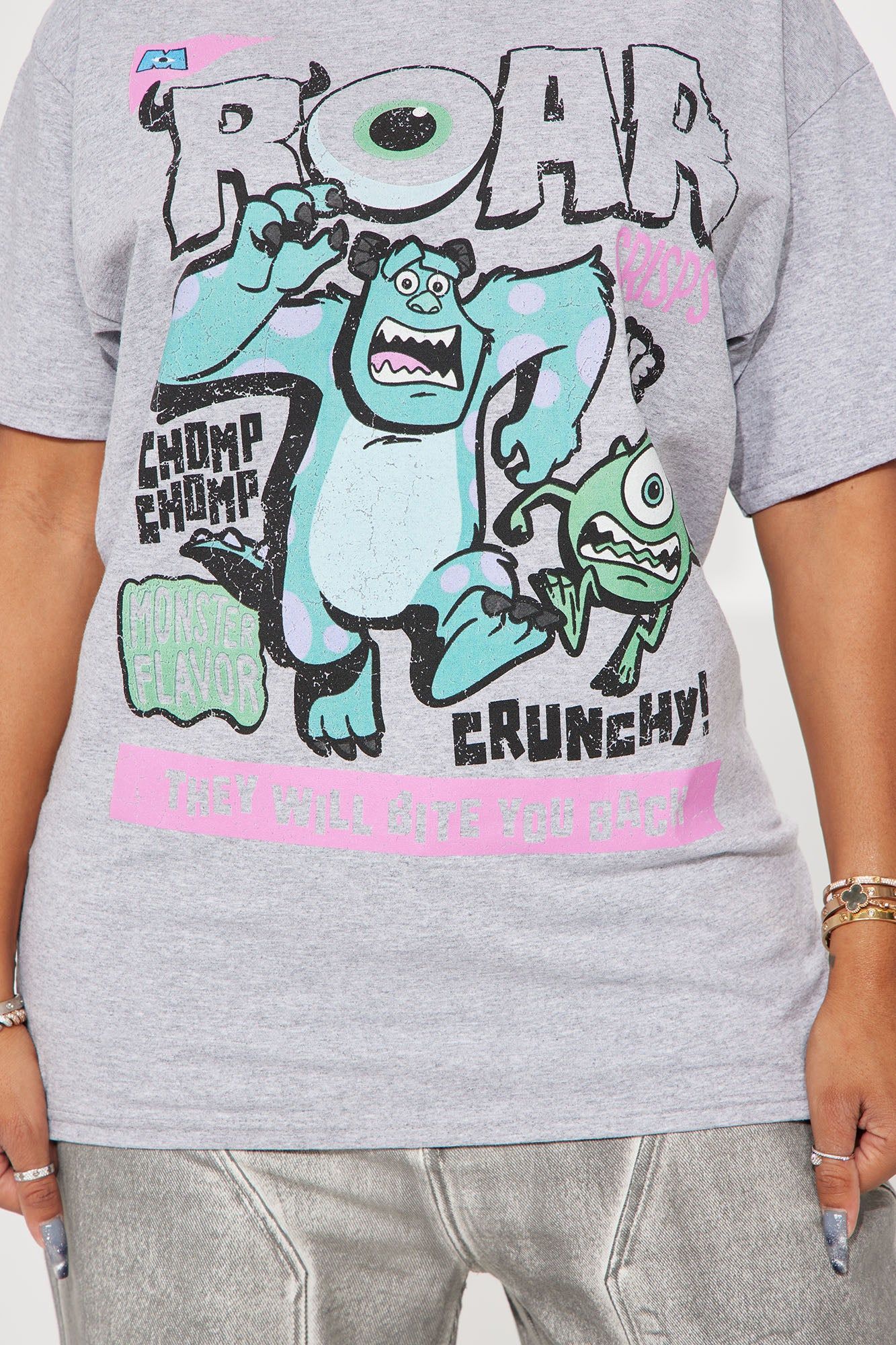 Monsters Inc Bite Back Graphic Tee - Heather Grey sold by Fashion Nova product image thumbnail 3