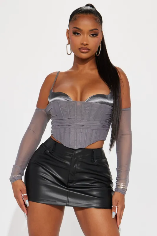 Emma Mesh Corset - Grey sold by Fashion Nova