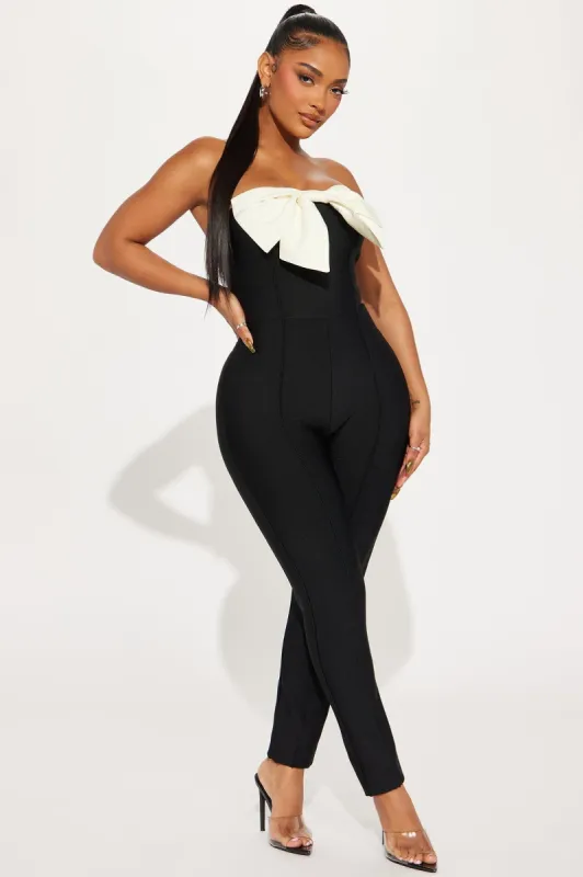Coming Home For You Bandage Jumpsuit - Black/White sold by Fashion Nova