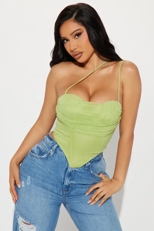 Palms Mesh Corset Top - Green sold by Fashion Nova