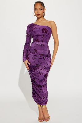 Mia Mesh Midi Dress - Purple sold by Fashion Nova