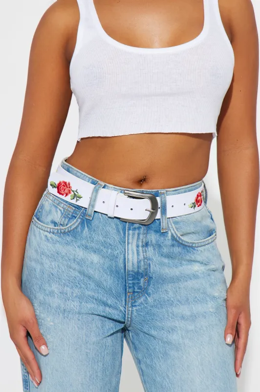 Send Roses Belt - White sold by Fashion Nova