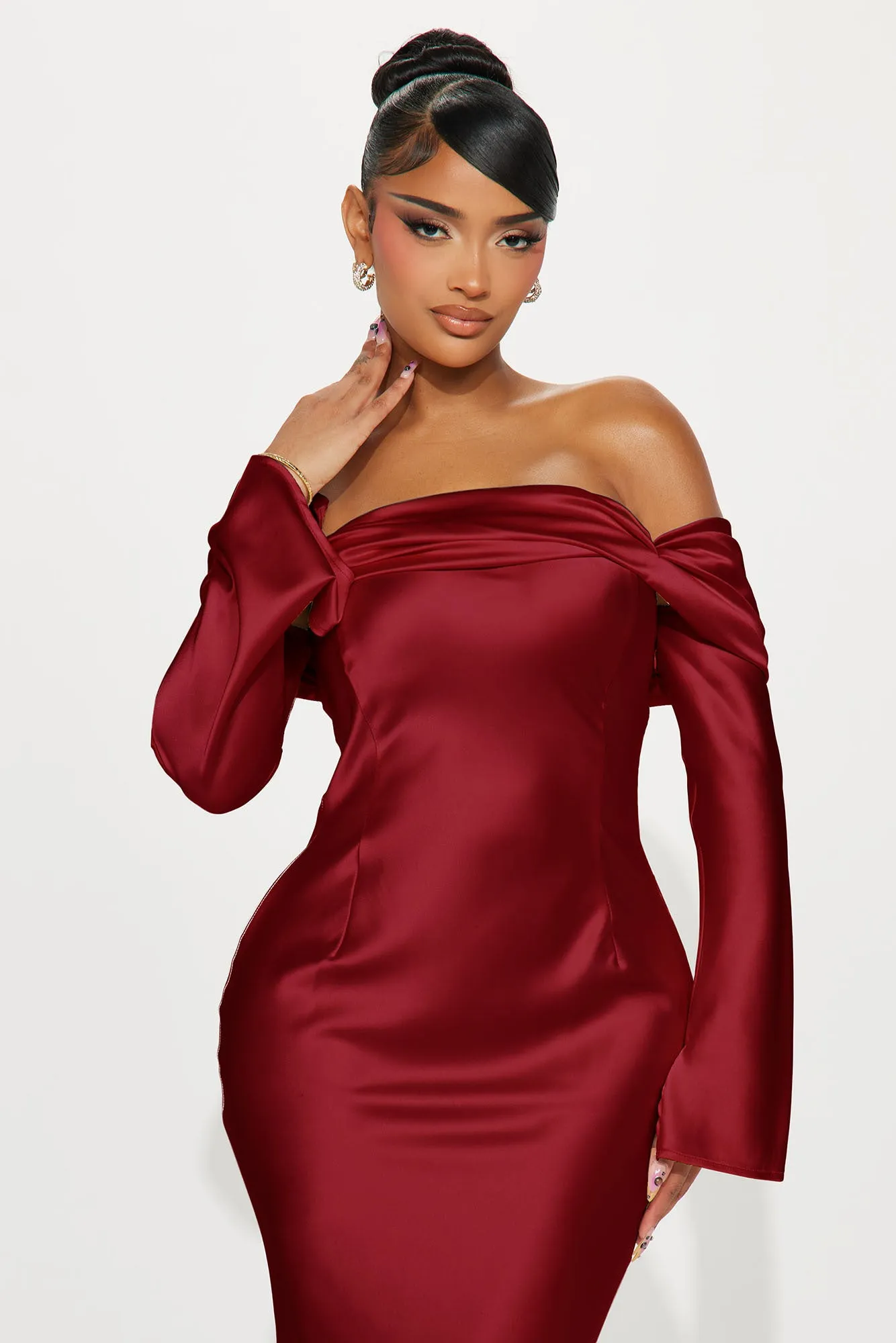 Amandine Satin Maxi Dress - Wine | Parallel