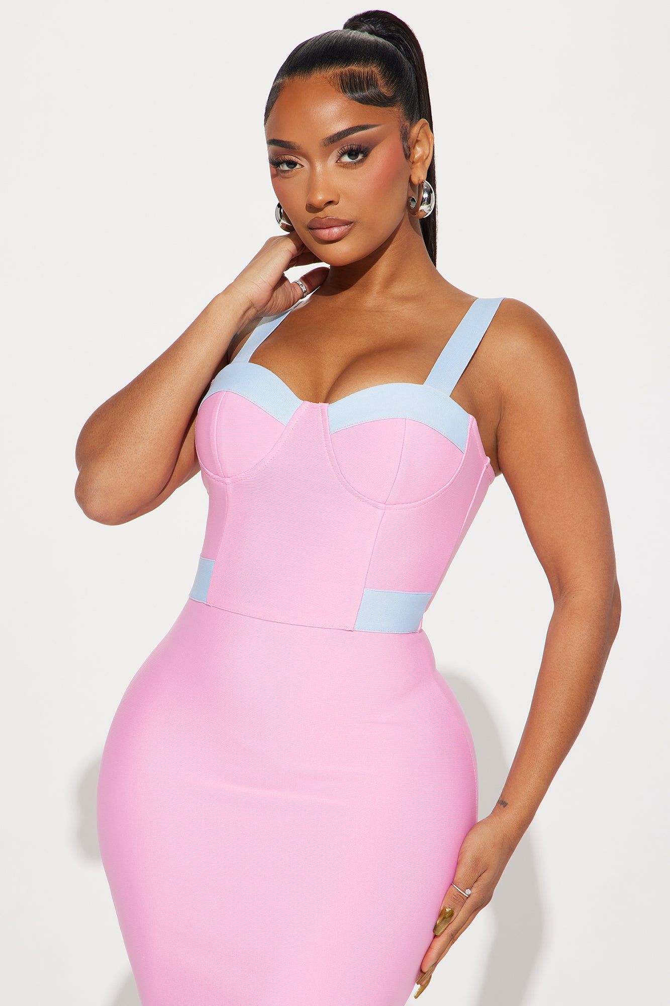 Amayah Bandage Maxi Dress - Pink/combo sold by Fashion Nova product image thumbnail 2
