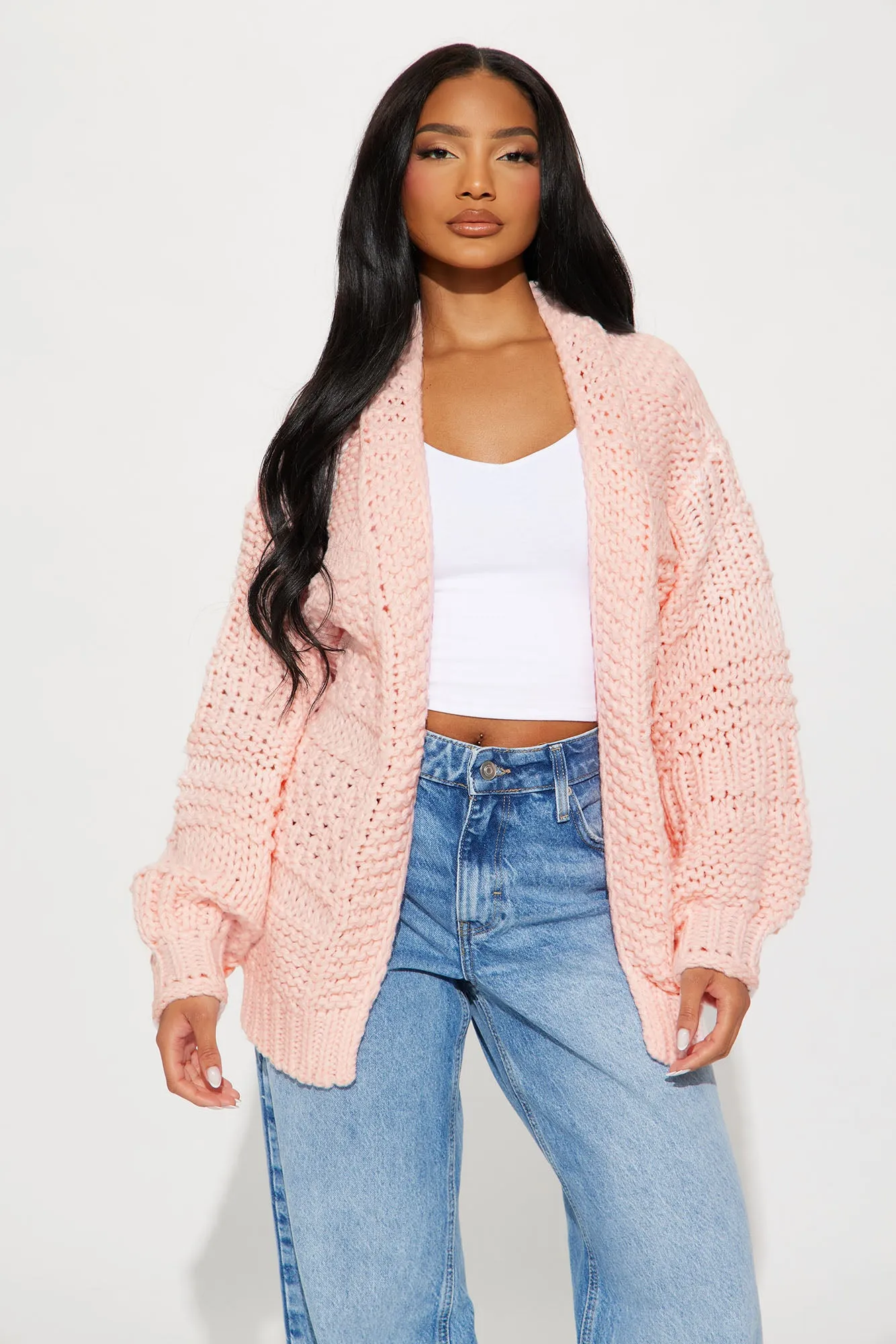 Izzy Chunky Knit Cardigan - Pink sold by Fashion Nova