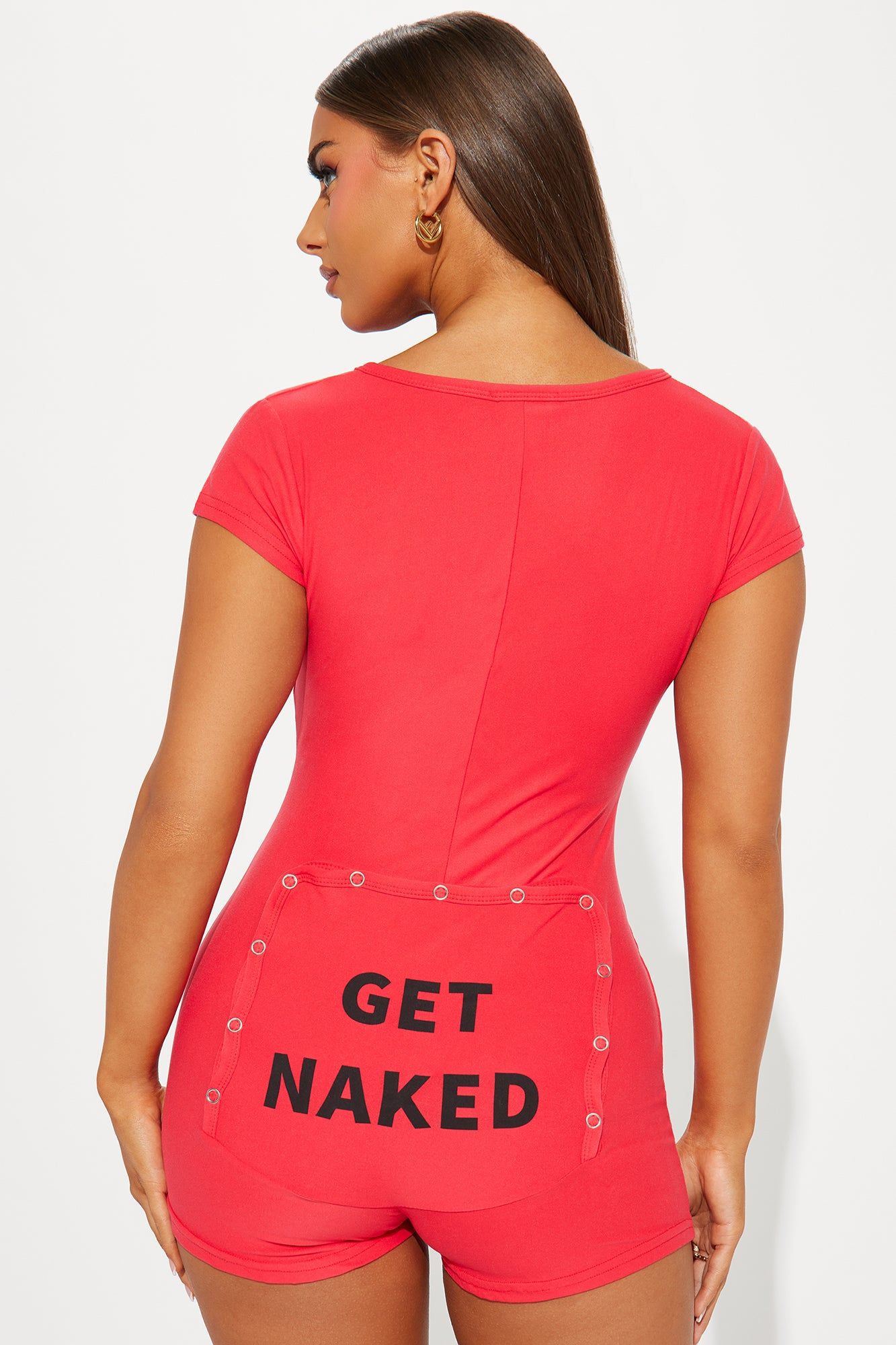 Get Naked PJ Romper Onesie - Red sold by Fashion Nova