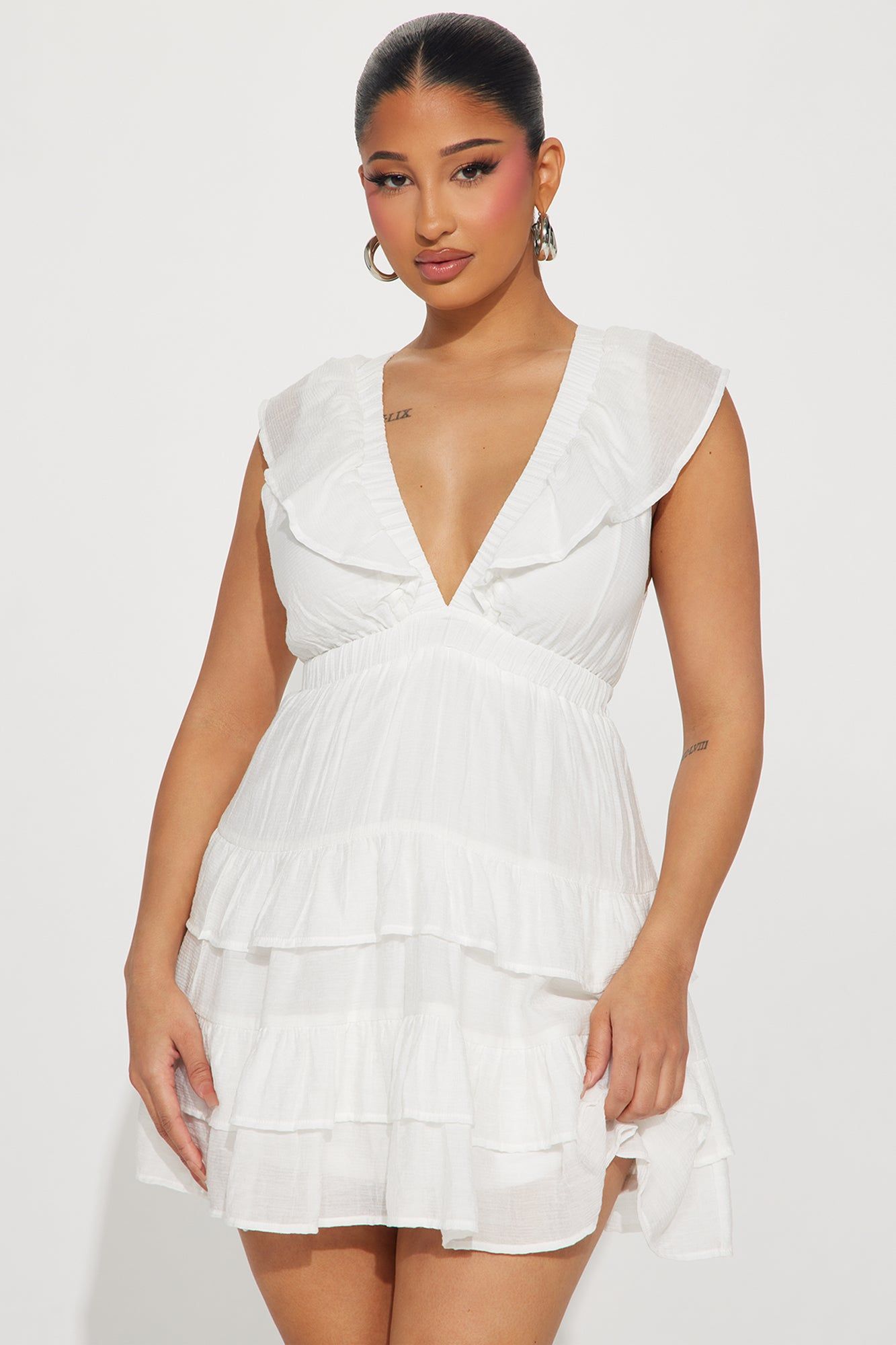 Bailey Chiffon Mini Dress - White sold by Fashion Nova