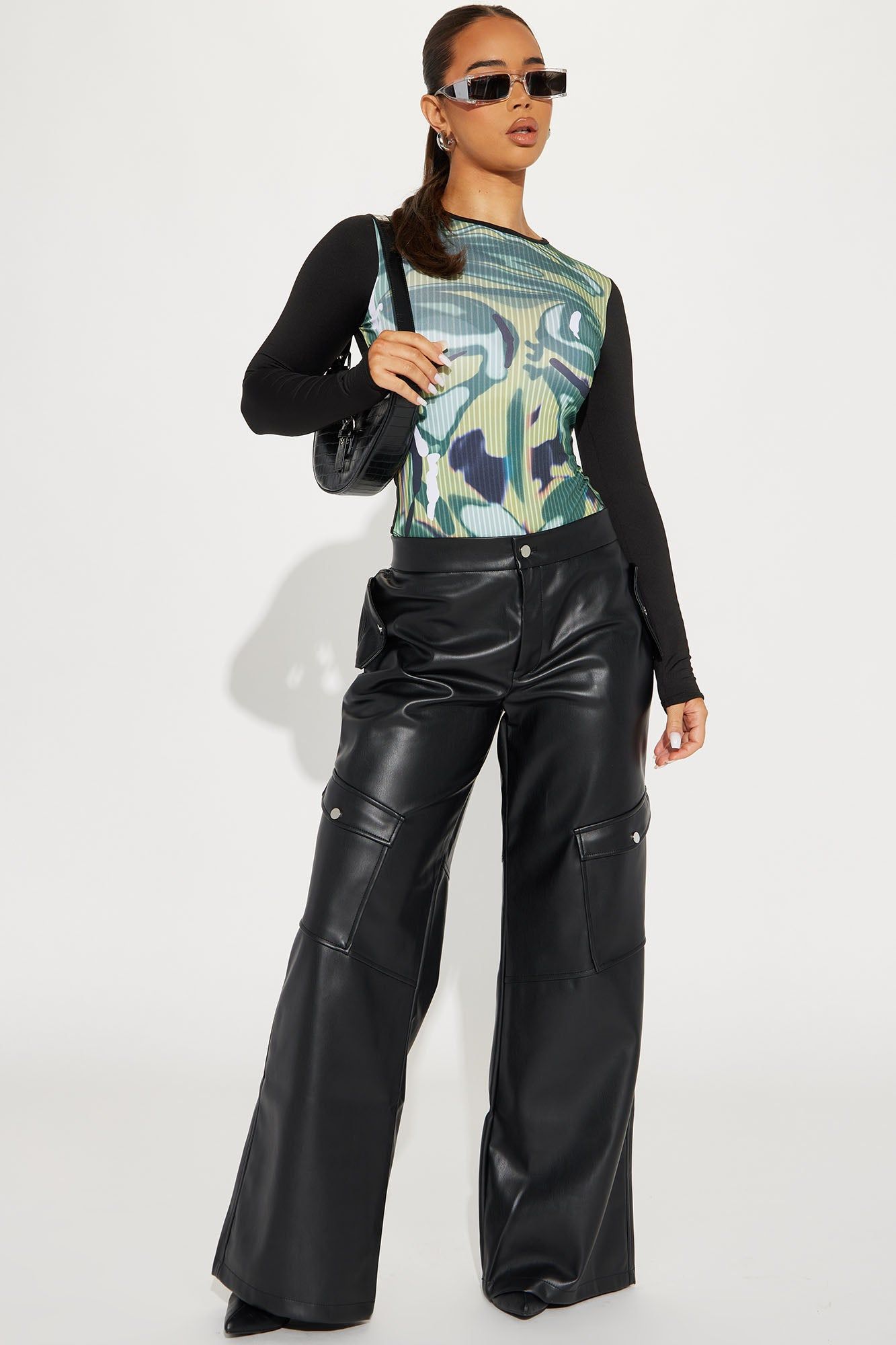 Undercover Long Sleeve Bodysuit - Green/combo sold by Fashion Nova product image thumbnail 2